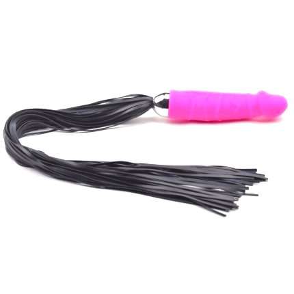 Dildo with Vibration Pink with Black Tail 16 cm 210067