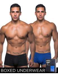 Pack 2 Boxers Andrew Christian Basix Tagless Boy Azul Marinho Cinzento,600062