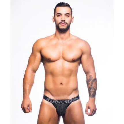 Jockstrap Andrew Christian Glitz Bubble Butt Preto 600071