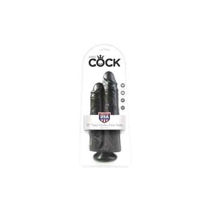 Dildo Realistic King Cock 23 cm Two Cocks One Hole, Black King Cock