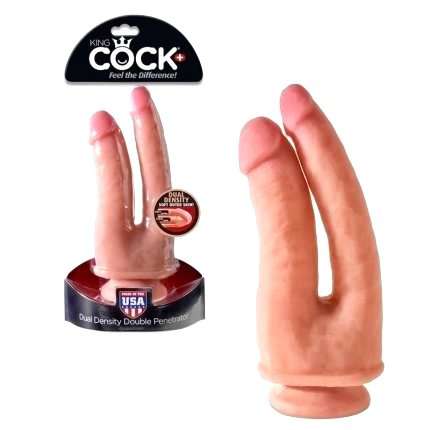 Dildo Duplo Realístico King Cock + Dual Density Double Penetrator, King Cock