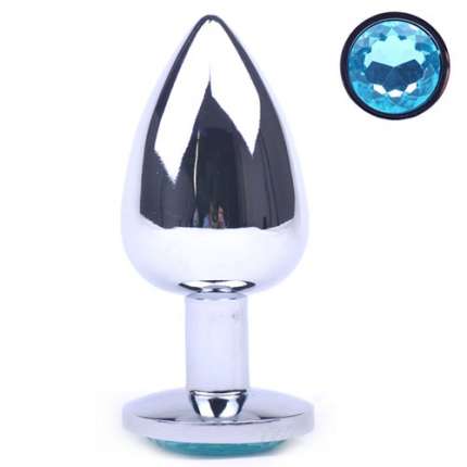 Plug Anal Metálico com Jóia Azul 10 cm,243026