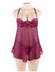 Babydoll R80602 com Pormenores em Veludo Lilás,160069