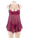 Babydoll R80602 com Pormenores em Veludo Lilás,160069