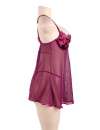 Babydoll R80602 com Pormenores em Veludo Lilás,160069