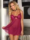 Babydoll R80602 com Pormenores em Veludo Lilás,160069