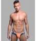 Jockstrap Andrew Christian Peek-A-Boo Locker Room Laranja Neon/Roxo,600005