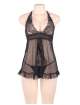 Babydoll R80526-1P de Malha Preta Tamanho Grande,160075