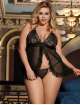 Babydoll R80526-1P de Malha Preta Tamanho Grande,160075