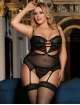 Babydoll R80426P com Ligas Preto Tamanho Grande,160076