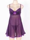 Babydoll R77635P Renda Transparente Roxo Tamanho Grande,160079