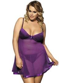 Babydoll R77635P Income Transparent Purple Size Large,160079