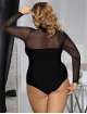 Body R80373P Mangas Longas Preto Tamanho Grande