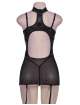 Body R80385P com Ligas e Gargantilha Preto Tamanho Grande