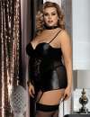 Body R80385P with Garters and Choker Black Size Large