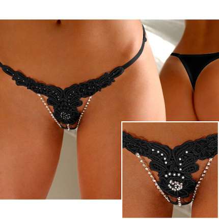 Briefs P5109-2 thong with Jewels Black Size Large,176098