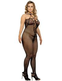 Catsuit Samanta Decote Profundo Preto Tamanho Grande