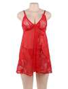 Babydoll Floral Renda Macia Vermelho Tamanho Grande,160082