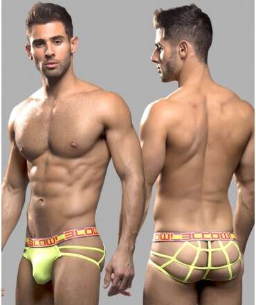 Tanga Andrew Christian BLOW! Web Amarelo Neon,600047