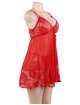 Babydoll Floral Renda Macia Vermelho Tamanho Grande,160082