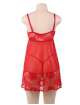 Babydoll Floral Renda Macia Vermelho Tamanho Grande,160082