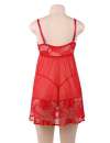 Babydoll Floral Renda Macia Vermelho Tamanho Grande,160082