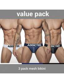 Pack Of 3 Underwear-Addicted, Mesh, Bikini, Push-Up,5003646