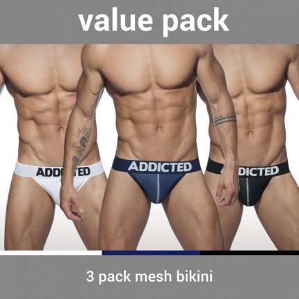 Pack Of 3 Underwear-Addicted, Mesh, Bikini, Push-Up,5003646