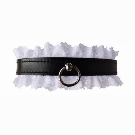 Dog collar Leather with White Lace,3343820