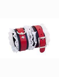 Shackles, Leather, Red with White Lace,3323827