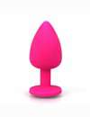 Plug Anal em Silicone Rosa com Jóia Preta 7 cm,2403929