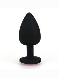 Plug Anal em Silicone Preto com Jóia Verde 7 cm,2403932