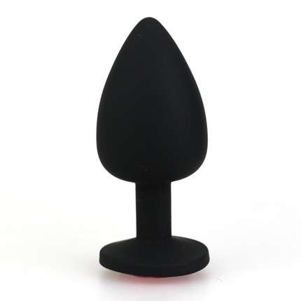 Plug Anal em Silicone Preto com Jóia Verde 7 cm,2403932