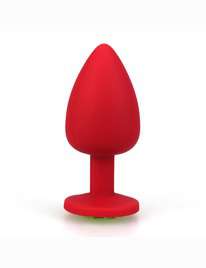 Plug Anal em Silicone Vermelho com Jóia Vermelha 7 cm,2403935