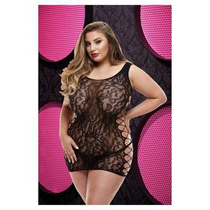 Mini-Dress, a King-Size bed Lapdance Lace Leopard, Black Pink,1974180