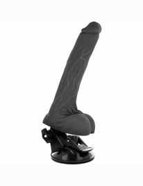 Vibrador Realístico Basecock Preto com Comando 18.5 cm,2184549