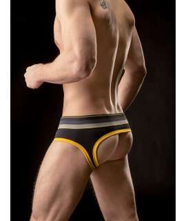 Jockstrap BARCODE Backless Brief Gustavo Black Yellow Gray 125023