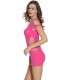 Mini Dress Mesh Hollow Pink 197019