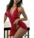 Babydoll Ravishing Red with Lace and Open Back 160002