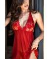 Babydoll Arrebatador Vermelho com Renda e Aberto nas Costas,160002