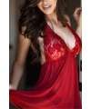 Babydoll Ravishing Red with Lace and Open Back 160002