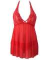 Babydoll Ravishing Red with Lace and Open Back 160002