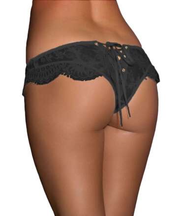 Cuecas com Atilhos Pretas em Renda - Tanga,176009