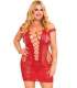 Mini Dress Red Mesh Hollow 197026