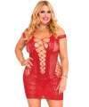 Mini Dress Red Mesh Hollow 197026