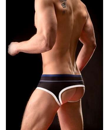 Jockstrap BARCODE Backless Brief Gustavo Black White Blue 126009