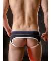 Jockstrap BARCODE Backless Brief Gustavo Preto Branco Azul,126009