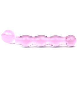 Dildo de Vidro Rosa Efeito Bolas 18 cm,225013