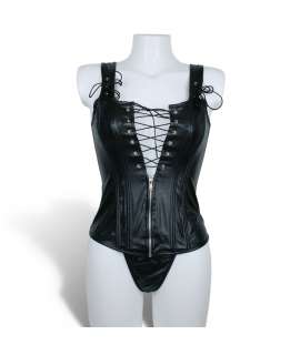 Bodice in Leather with zip Closure and Ties Front 161001