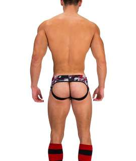 Jockstrap Barcode Backless Boot Camp Grey Red 126007